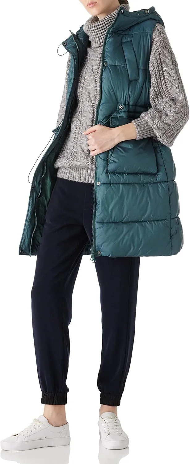 RISISSIDA Puffer Vest Women Long Puffy Quilted Hooded Sleeveless Loose Jacket