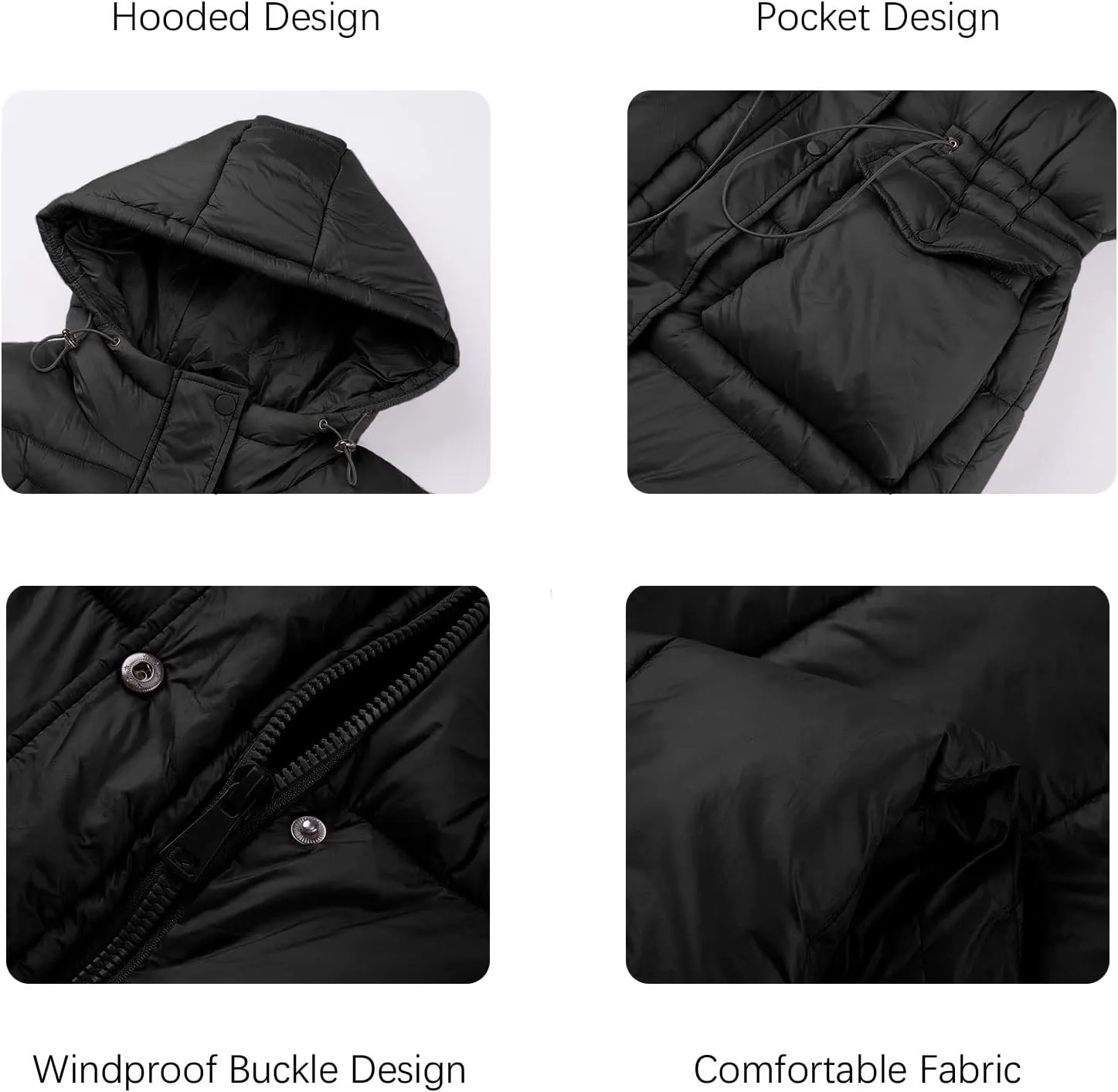 RISISSIDA Puffer Vest Women Long Puffy Quilted Hooded Sleeveless Loose Jacket