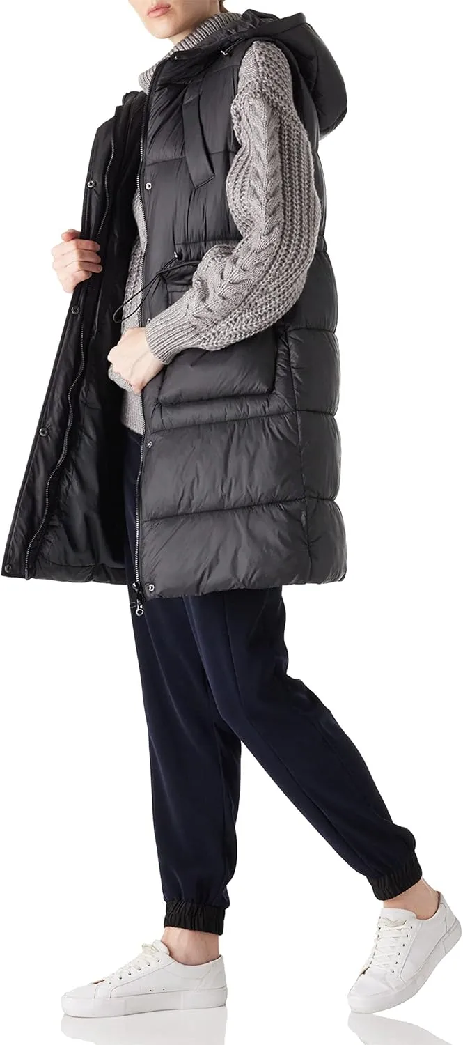 RISISSIDA Puffer Vest Women Long Puffy Quilted Hooded Sleeveless Loose Jacket