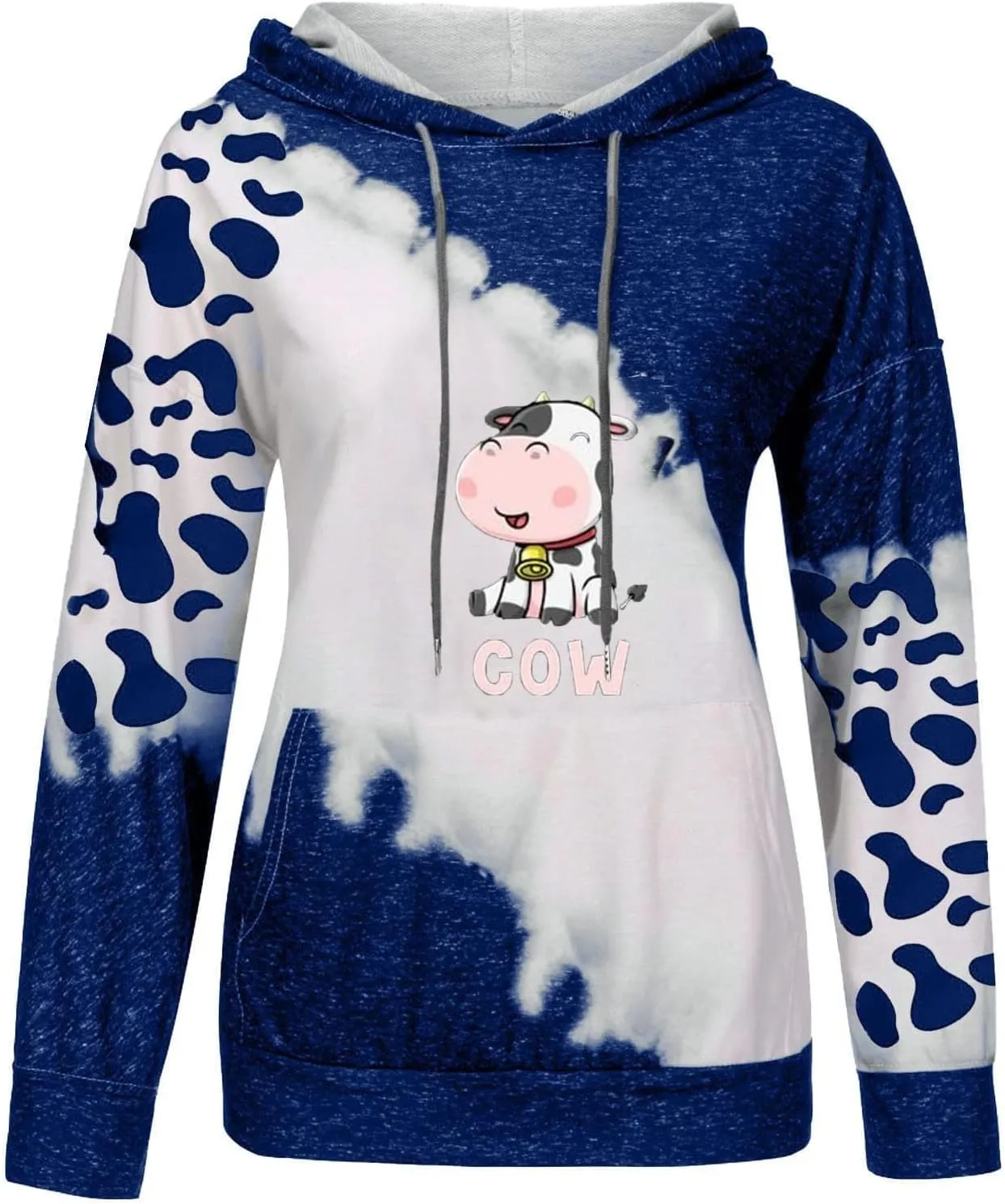 RMXEi Sweatshirts For Women Plus Size,Women's Cute Cow Print Sweatshirt Long Sleeve Hooded Casual Tops Shirts