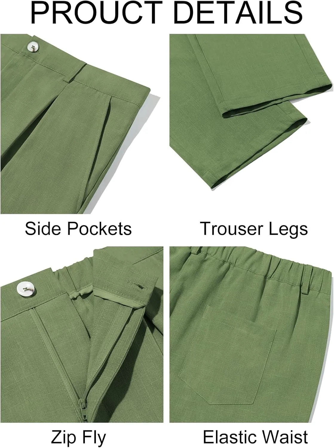 Runcati Mens Casual Linen Pants Elastic Waist Lightweight Loose Fit Pleated Slacks Summer Cotton Beach Yoga Trousers