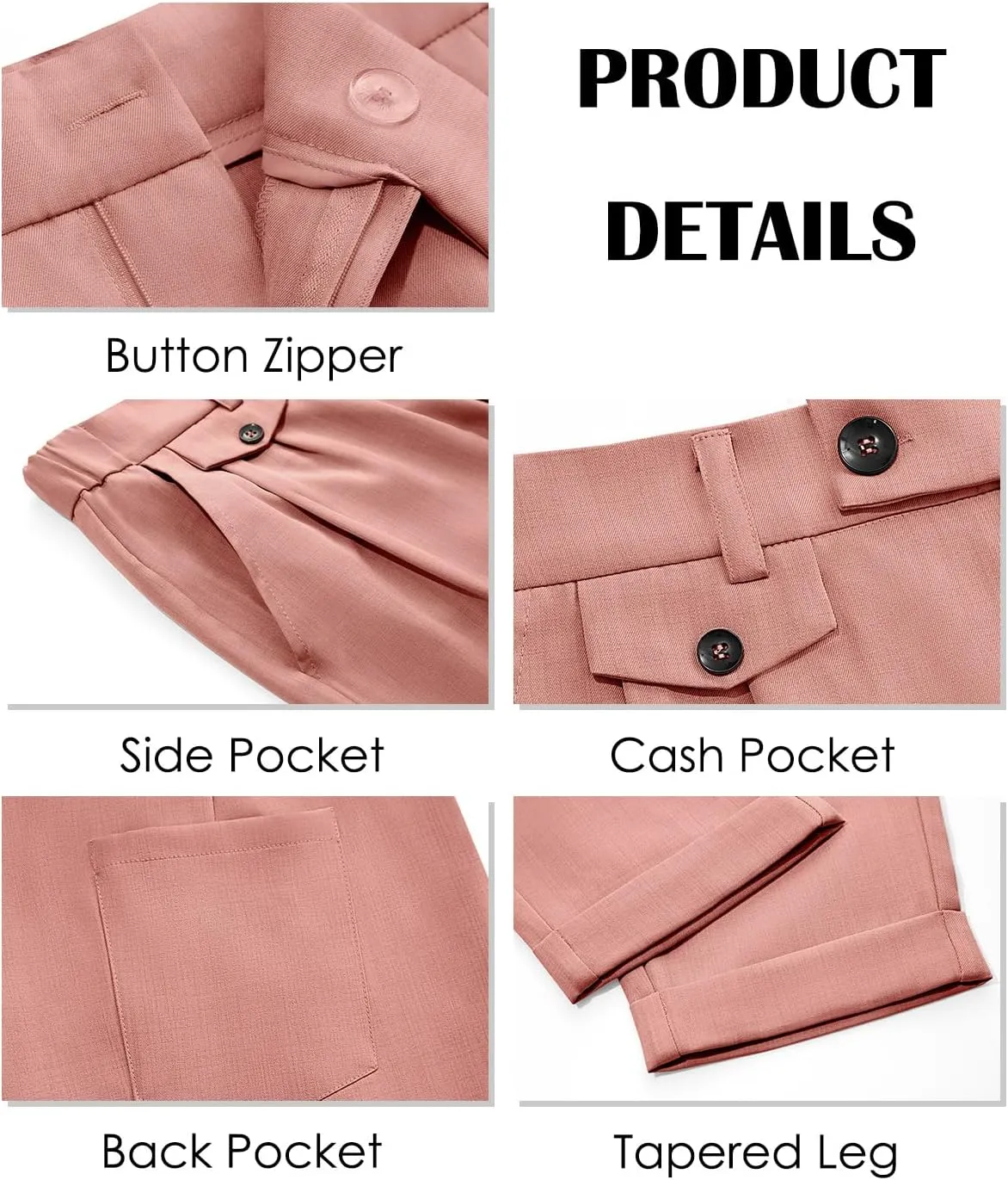 Runcati Mens Slim Fit Dress Pants Pleated Front Skinny Stretch Business Suit Trousers Classic Tapered Work Slacks