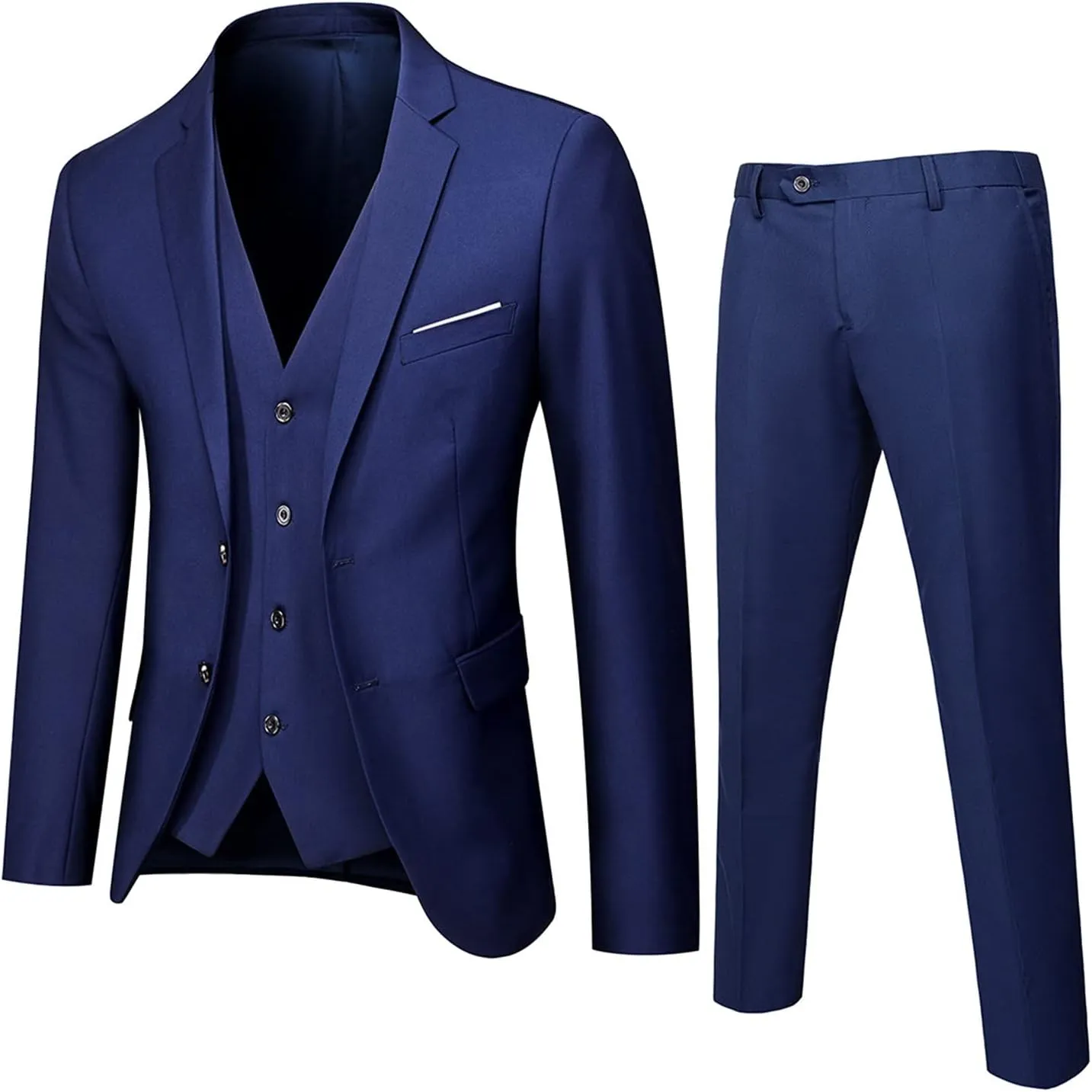 S-6XL Mens 3 Pieces Slim Fit Dress Suits Regular Fit Blazer Jacket & Vest & Pants Formal Sets Big and Tall Wedding Tuxedo