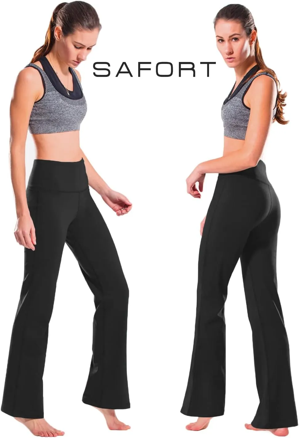 Safort 28" 30" 32" 34" Inseam Regular Tall Bootcut Yoga Pants Flared Leg Dress Pants with Pockets for Casual