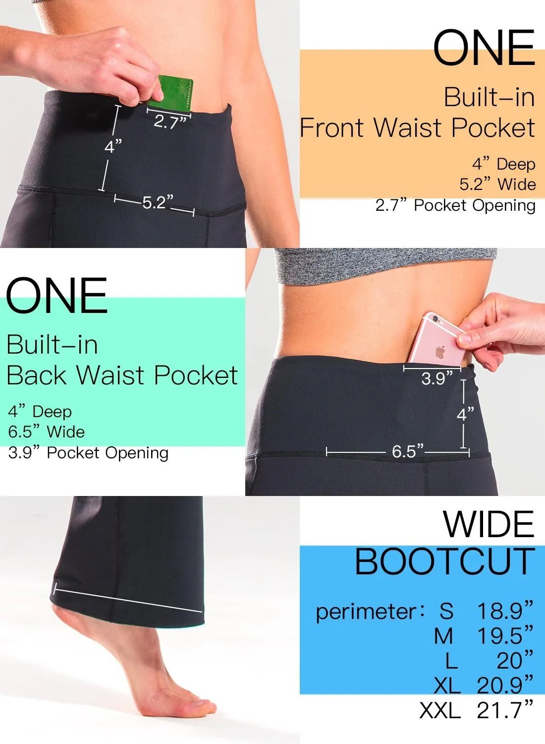 Safort 28" 30" 32" 34" Inseam Regular Tall Bootcut Yoga Pants Flared Leg Dress Pants with Pockets for Casual