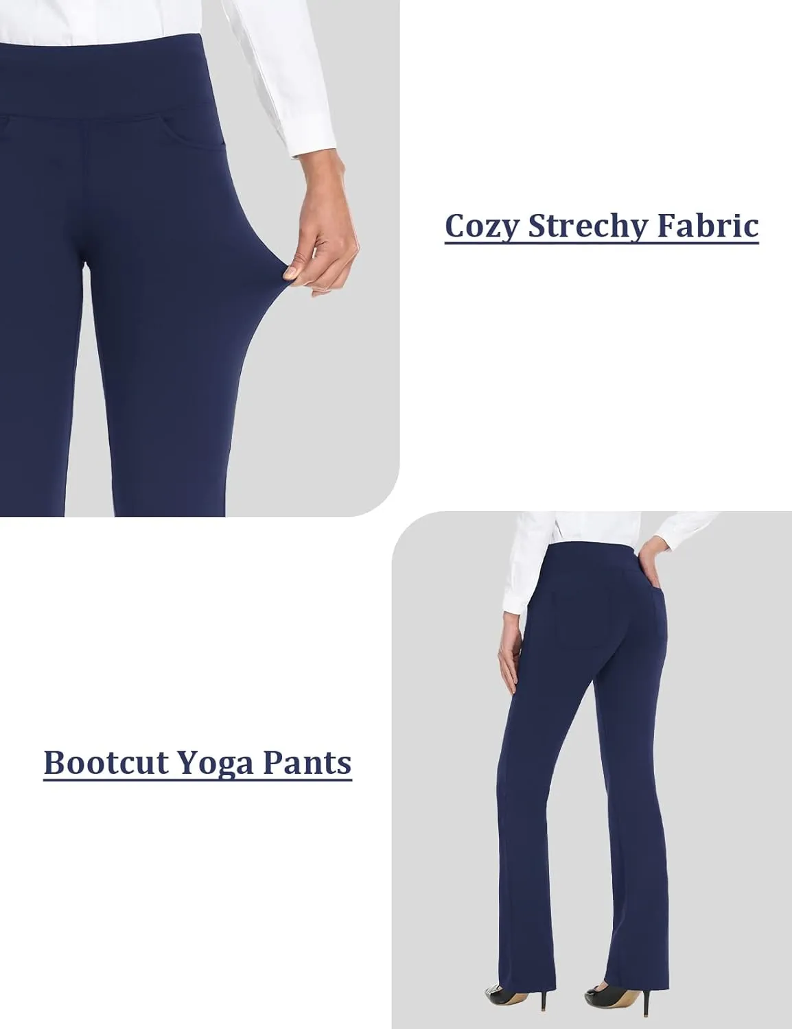 Safort 28" 30" 32" 34" Inseam Regular Tall Bootcut Yoga Pants Flared Leg Dress Pants with Pockets for Casual