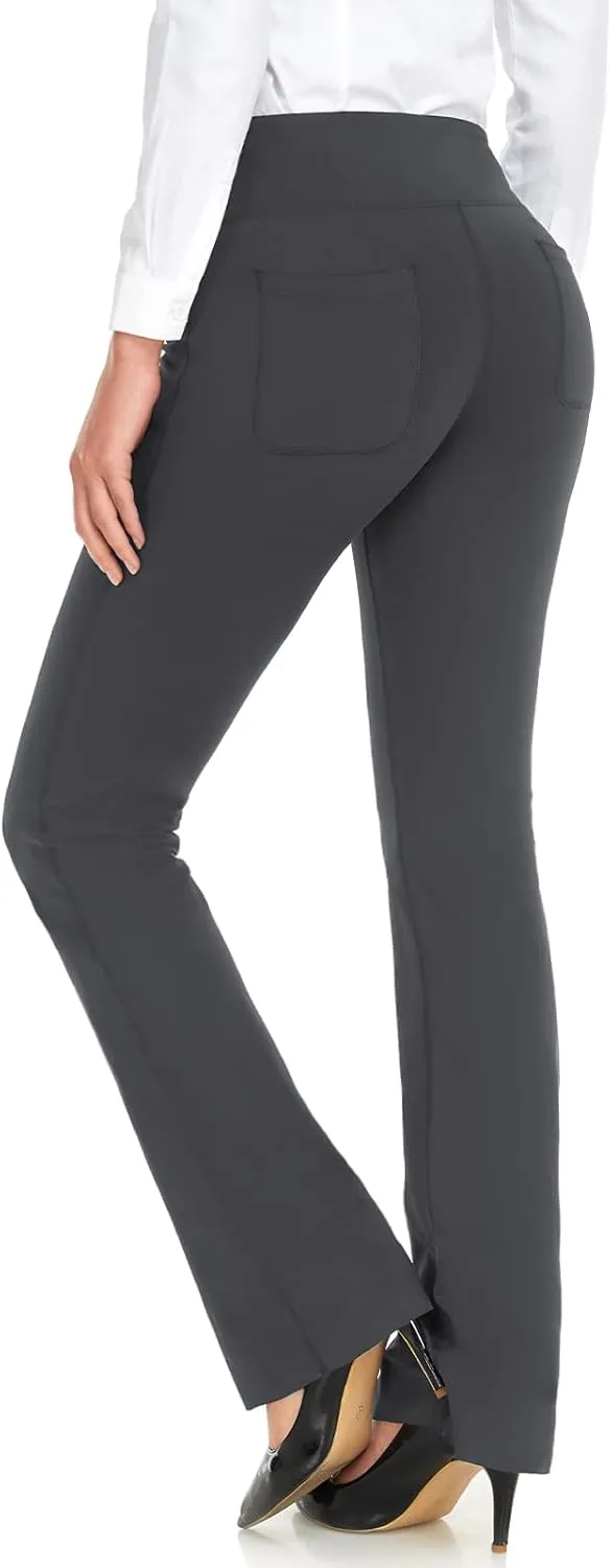 Safort 28" 30" 32" 34" Inseam Regular Tall Bootcut Yoga Pants Flared Leg Dress Pants with Pockets for Casual