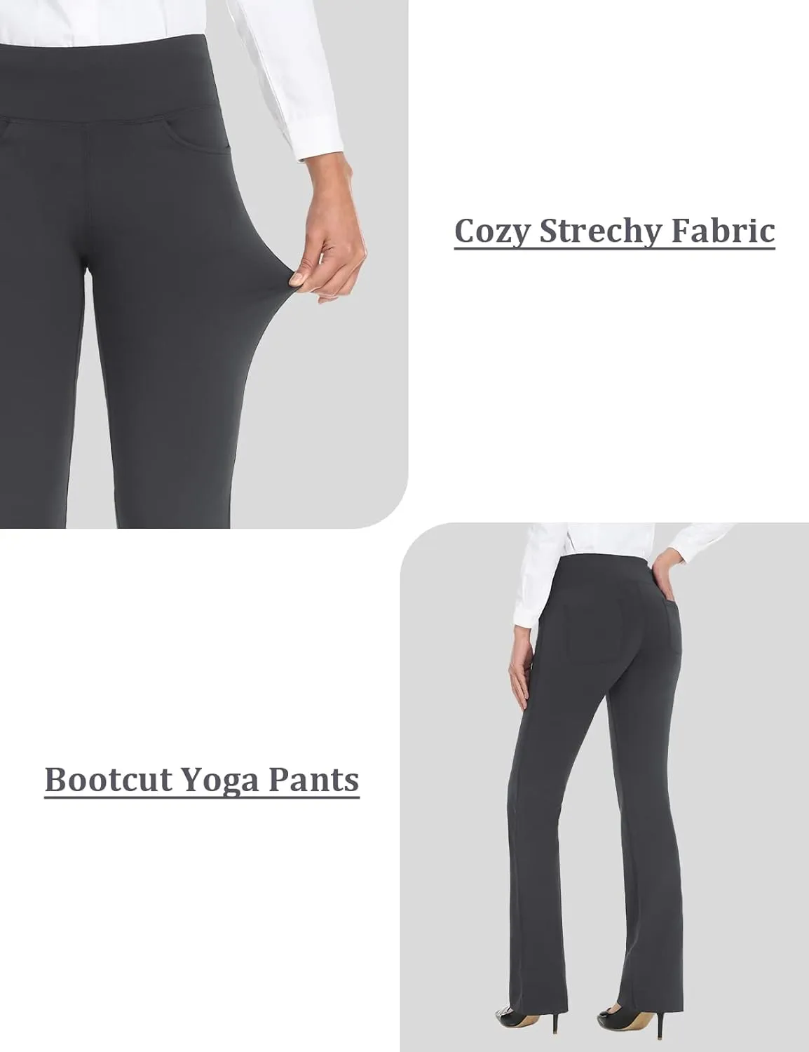 Safort 28" 30" 32" 34" Inseam Regular Tall Bootcut Yoga Pants Flared Leg Dress Pants with Pockets for Casual