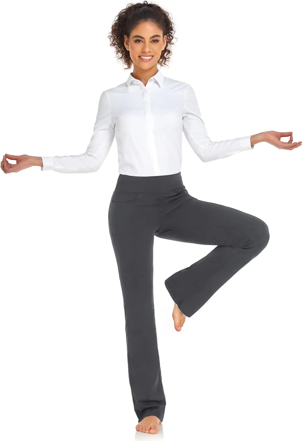 Safort 28" 30" 32" 34" Inseam Regular Tall Bootcut Yoga Pants Flared Leg Dress Pants with Pockets for Casual