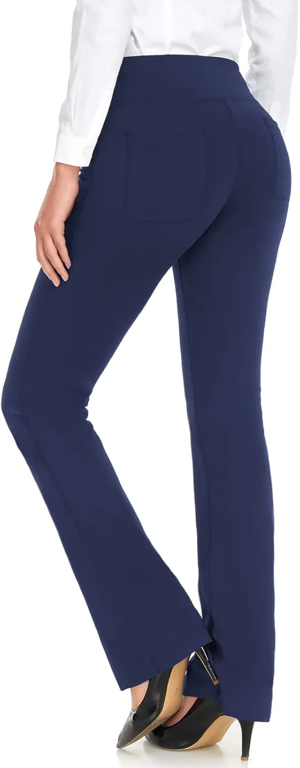 Safort 28" 30" 32" 34" Inseam Regular Tall Bootcut Yoga Pants Flared Leg Dress Pants with Pockets for Casual