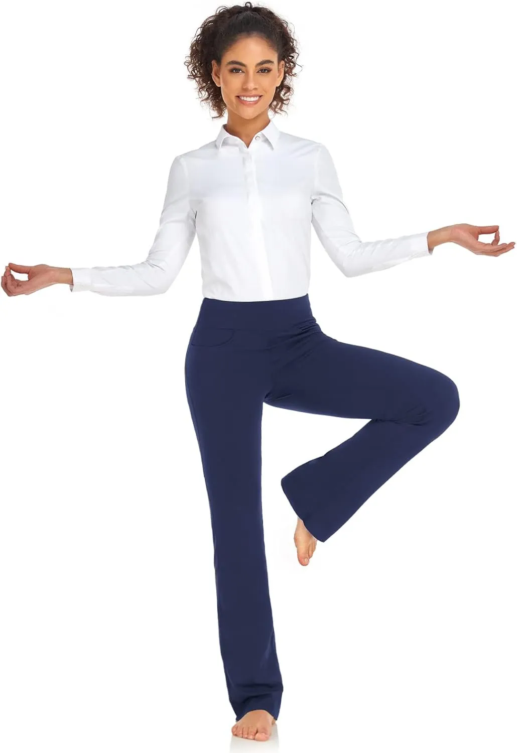 Safort 28" 30" 32" 34" Inseam Regular Tall Bootcut Yoga Pants Flared Leg Dress Pants with Pockets for Casual
