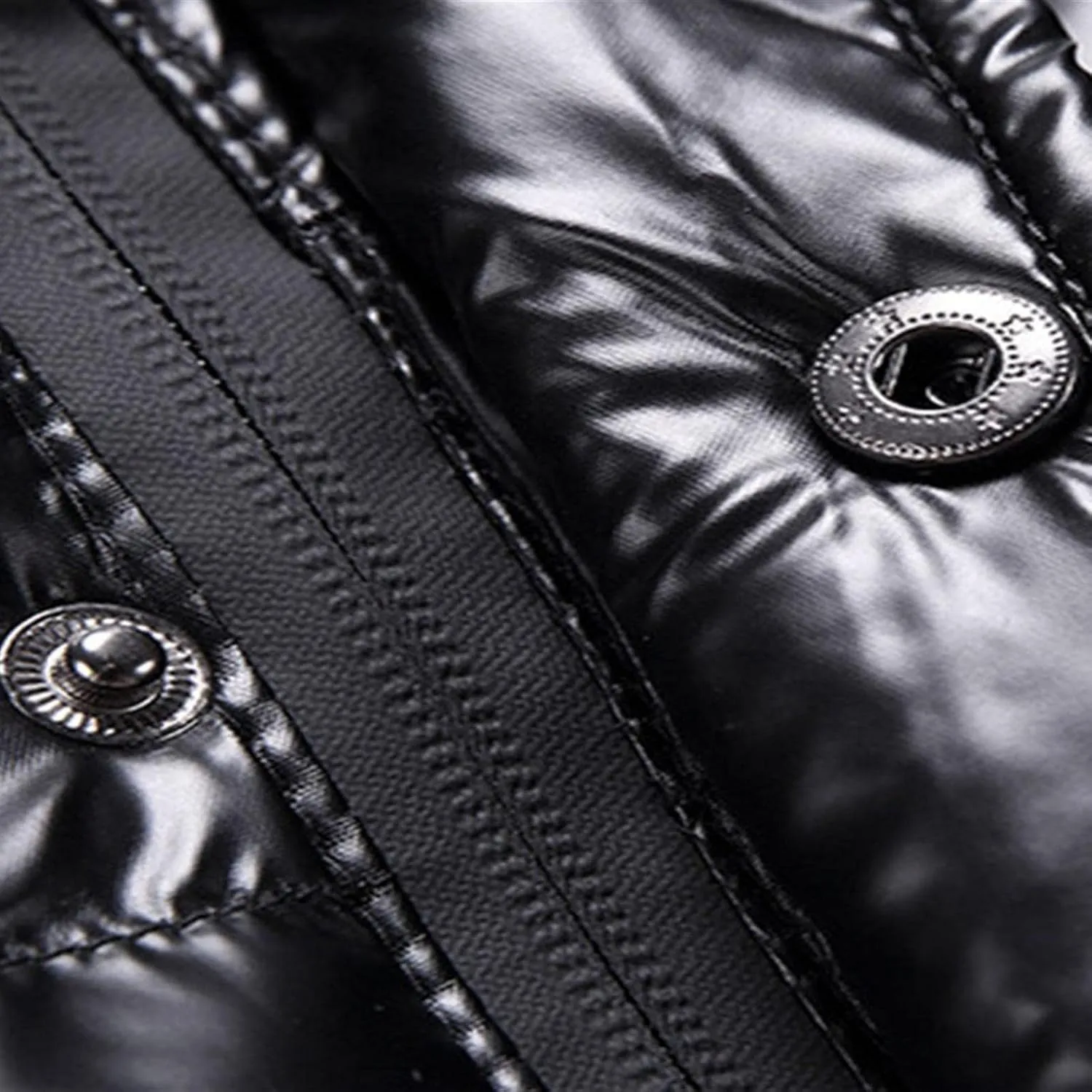 Saohuo Winter Puffer Jacket for Men Warm Thicken Shiny Zip Down Jackets with Detachable Hood Bubble Overcoat Outerwear