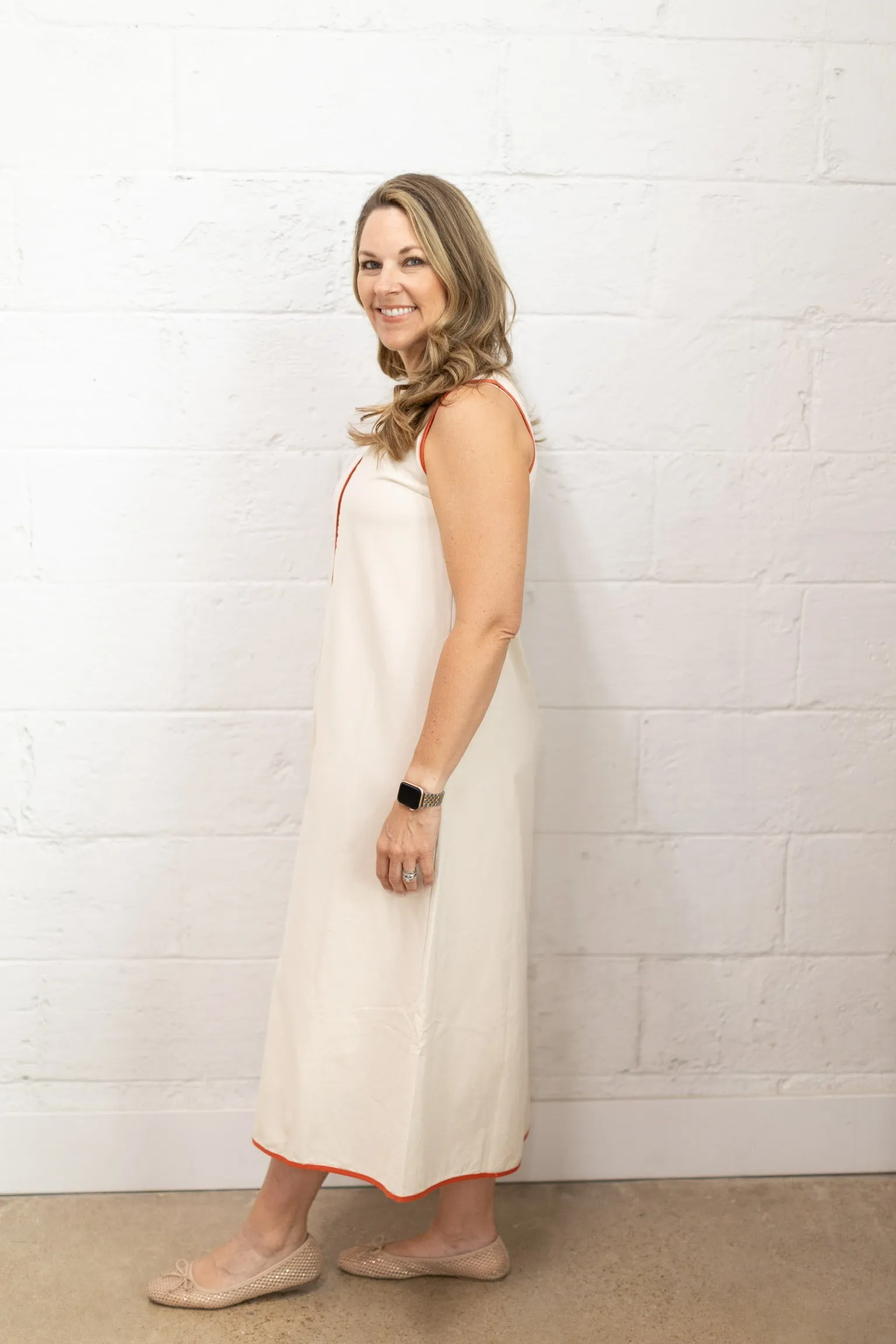 Scallop Linen Maxi Dress