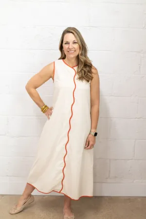 Scallop Linen Maxi Dress