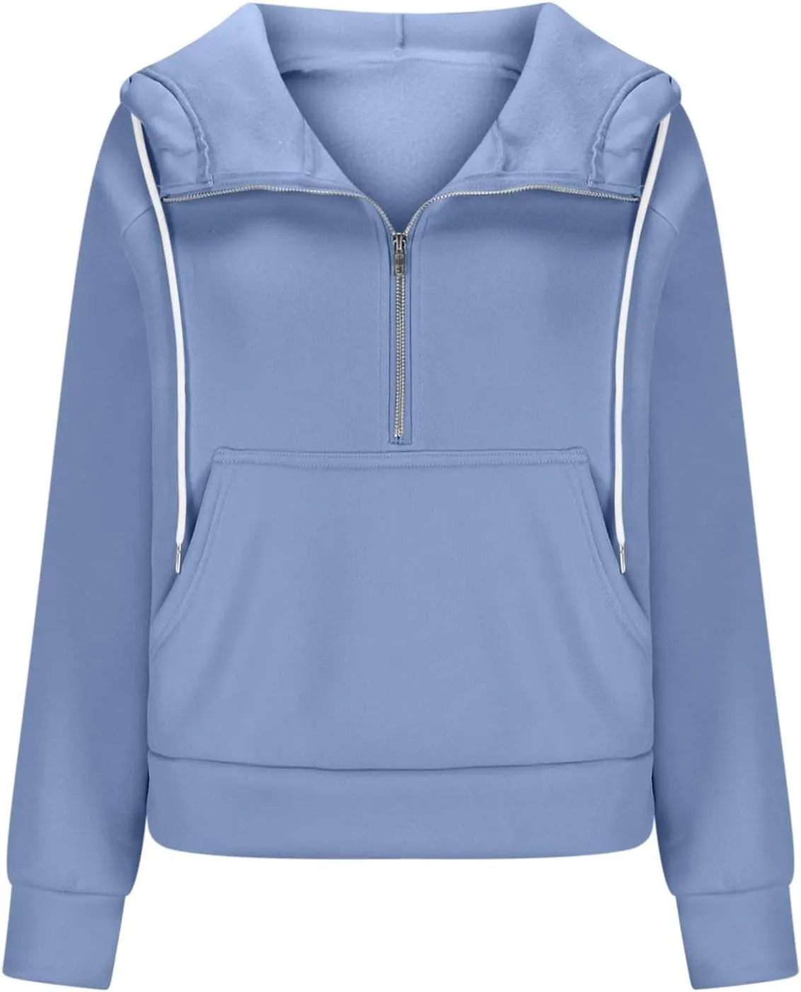 SEAOPEN Half Zip Sweatshirts Women Cropped Hoodies Long Sleeve Drawstring Pullover Top Fall Fleece Jackets with Pocket