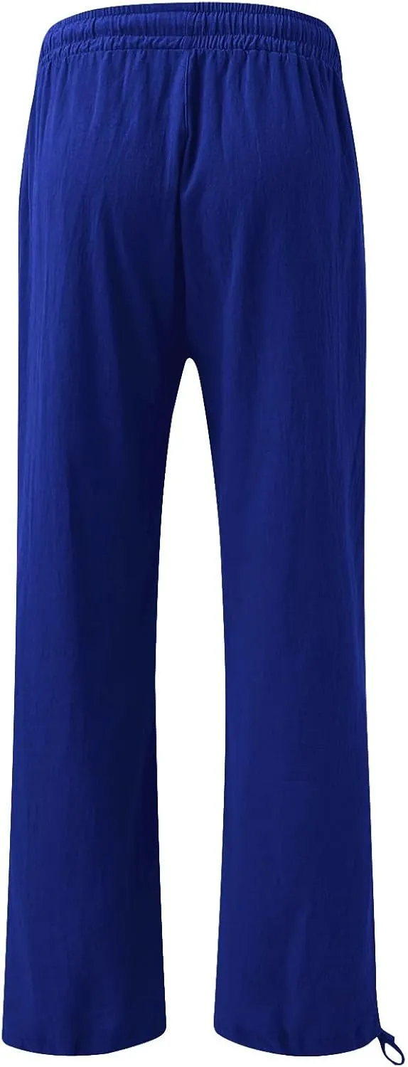 SHAOBGE Women Linen Palazzo Pants Summer Boho Wide Leg High Waist Casual Lounge Pant Trousers with Pockets