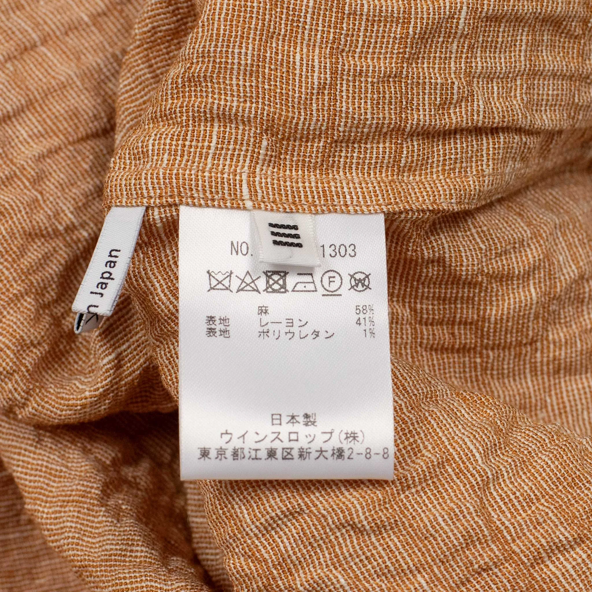 Short sleeve shirt in peach linen and rayon gauze