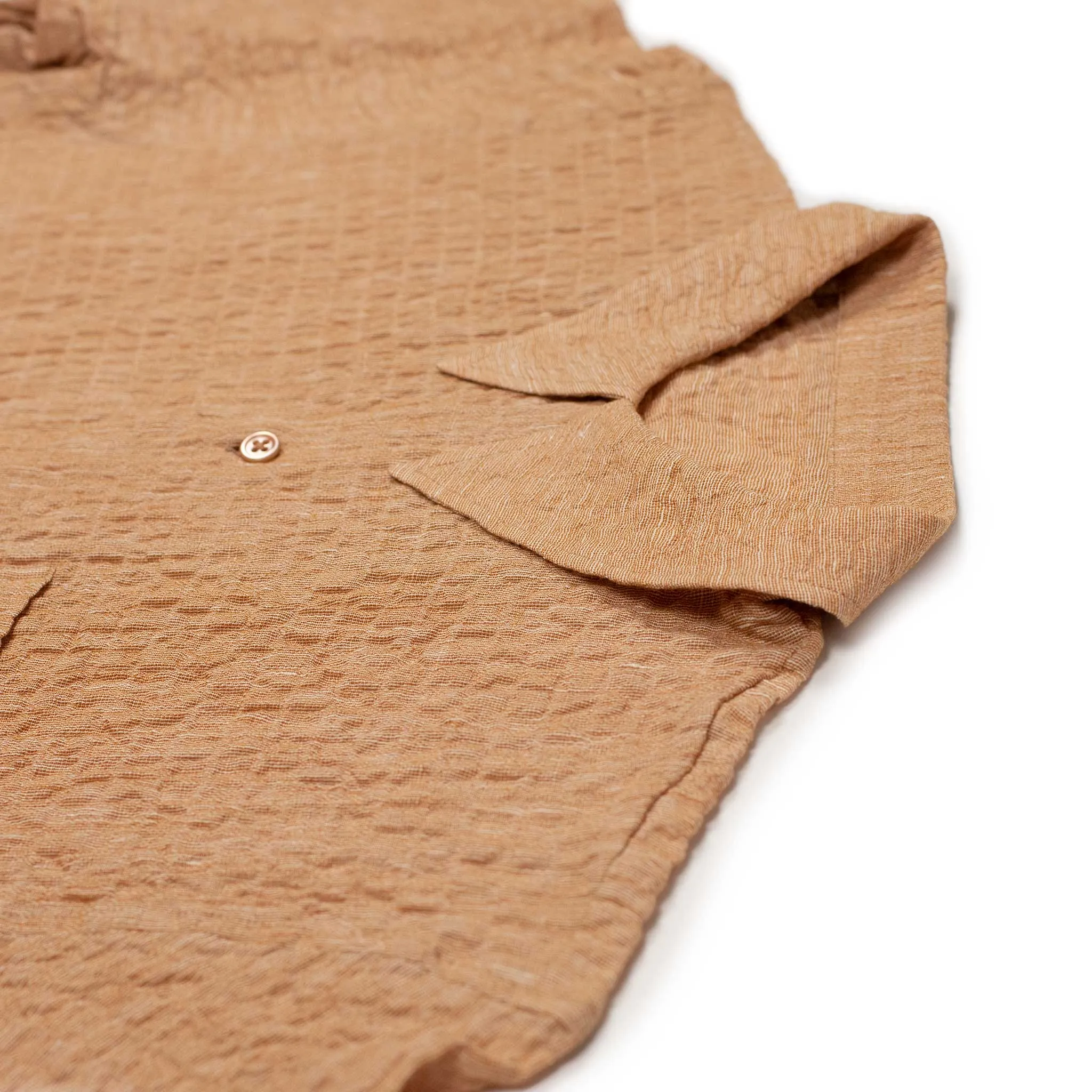 Short sleeve shirt in peach linen and rayon gauze