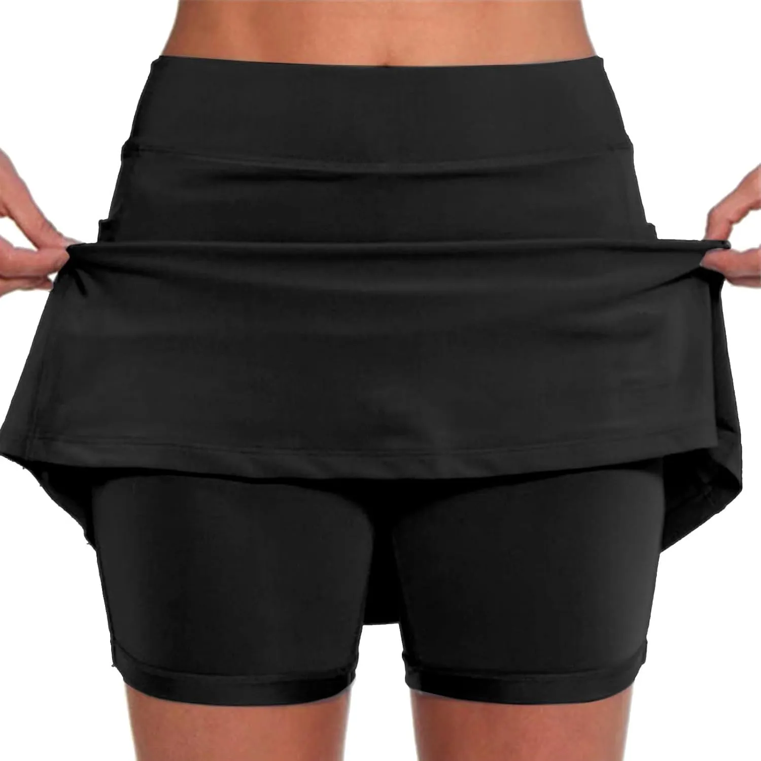 Skorts for Woman Athletic Yoga Culottes Tummy Control High Waist Shorts Running Gym Workout Skirt with Pockets