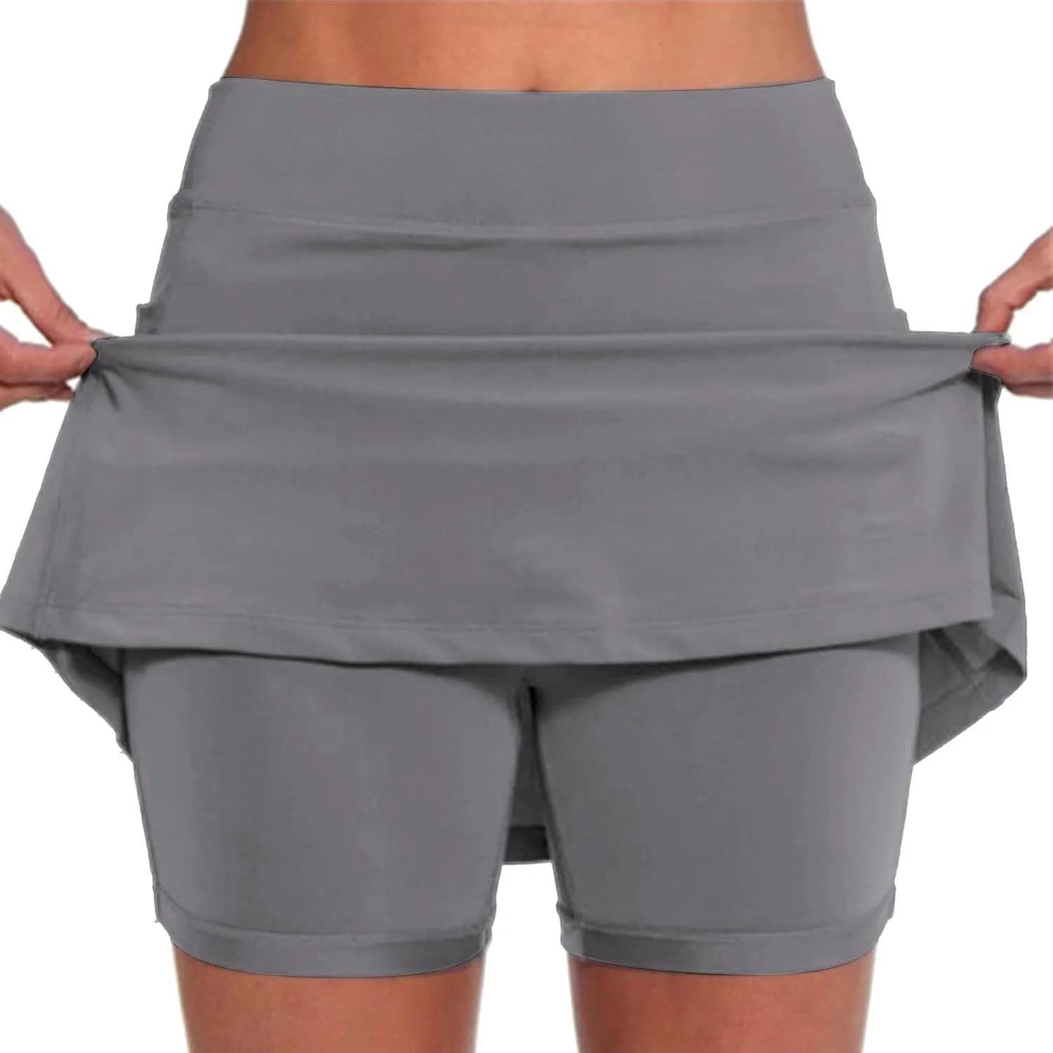 Skorts for Woman Athletic Yoga Culottes Tummy Control High Waist Shorts Running Gym Workout Skirt with Pockets