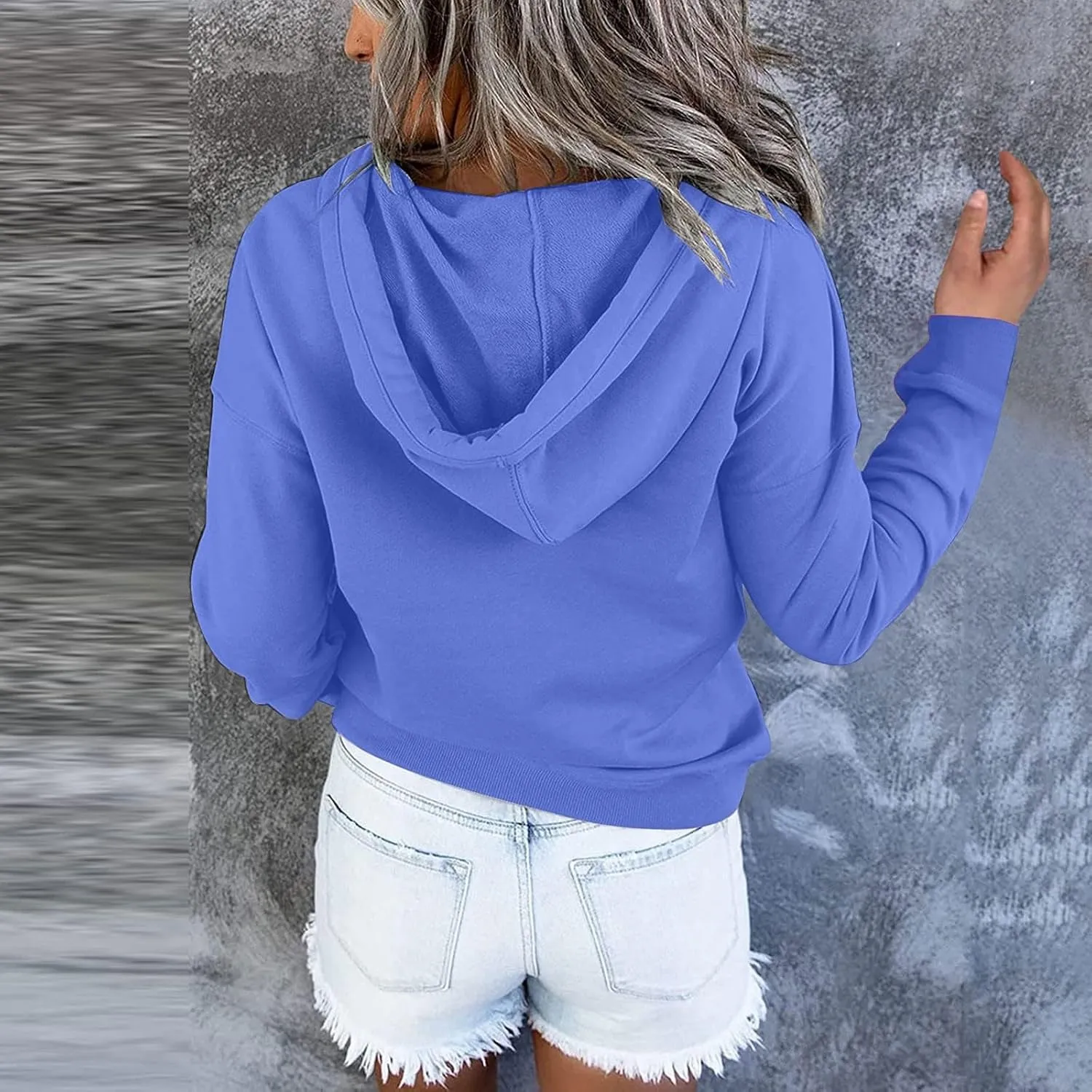 SMIDOW Womens Casual Fall Hoodies Dressy 2023 Button Down Hooded Sweatshirts Loose Comfy Pullover Tops Fashion Hoodie