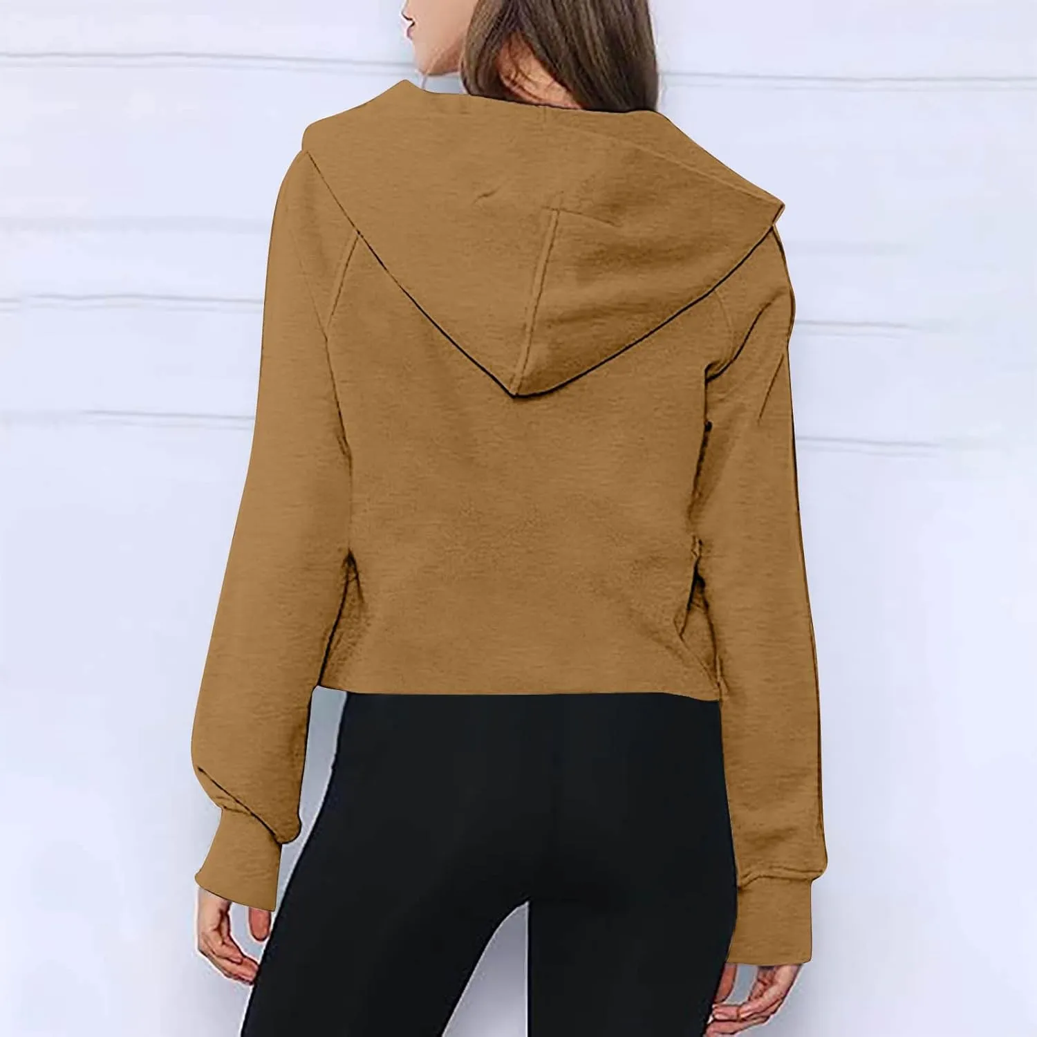 SMIDOW Womens Half Zip Cropped Pullover Sweatshirts Oversized Fleece Quarter Zipper Hoodies Fall Winter Clothes Thumb Hole