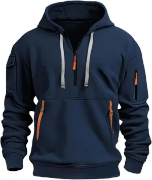 Solid Hoodie Pullover Sweater Men'S Fashion Spring And Autumn Casual Short Sleeved Round Neck Solid Color Thin