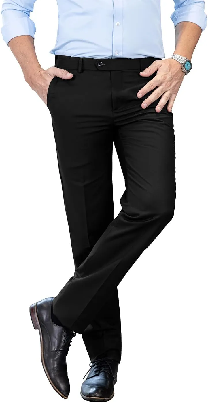 SOLOVEDRESS Mens Dress Pants Classic Slacks Business Trousers Regular Fit Suit Pants for Men