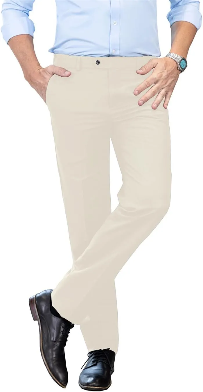 SOLOVEDRESS Mens Dress Pants Classic Slacks Business Trousers Regular Fit Suit Pants for Men