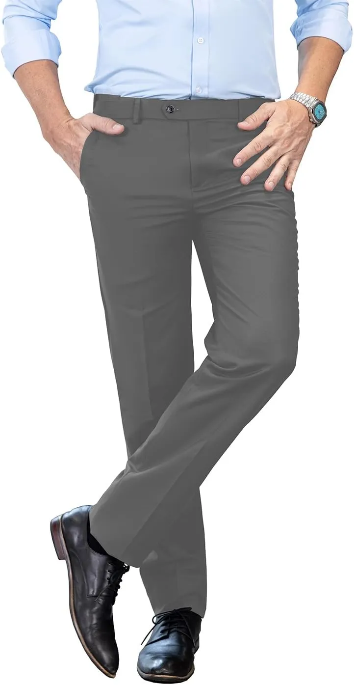 SOLOVEDRESS Mens Dress Pants Classic Slacks Business Trousers Regular Fit Suit Pants for Men