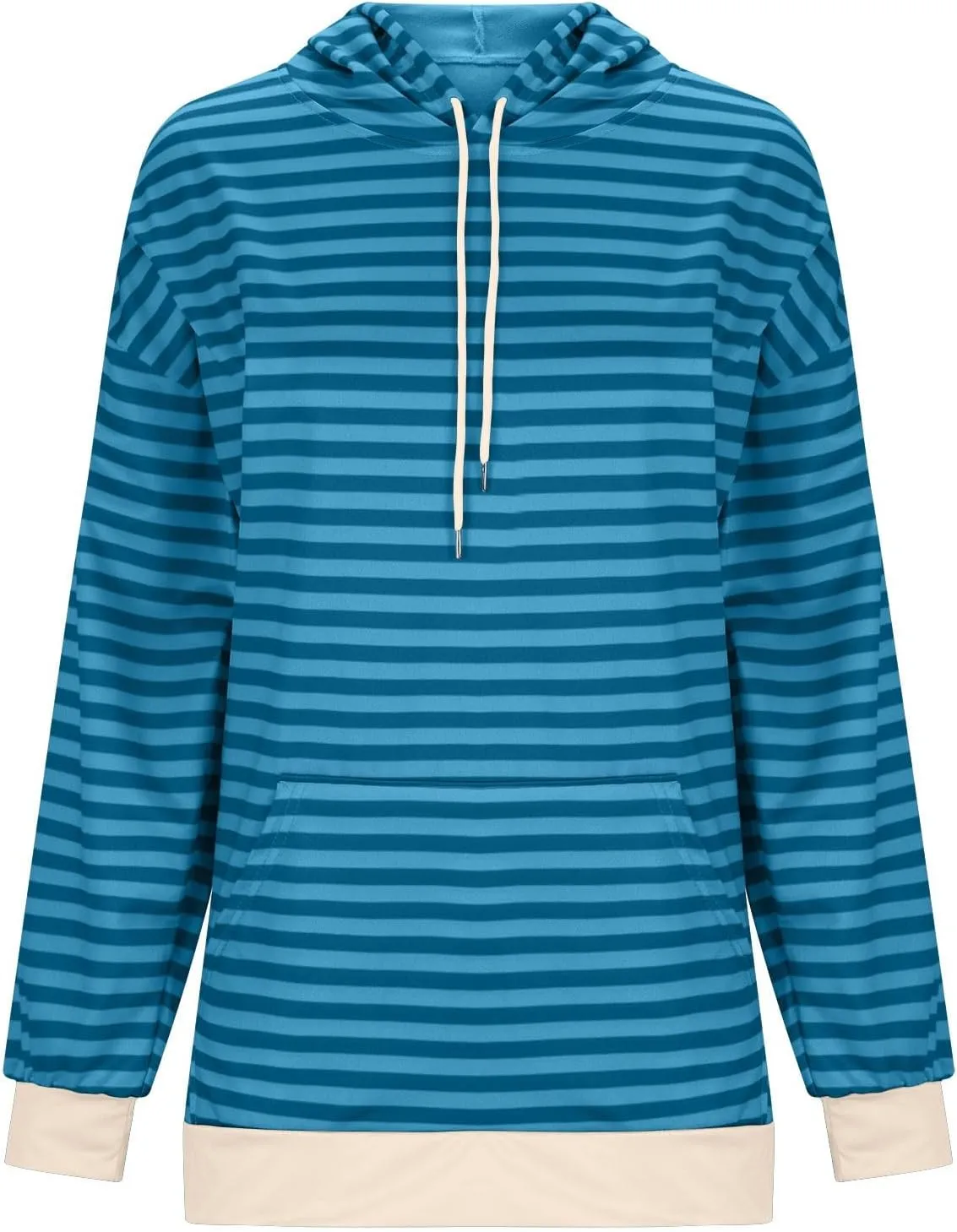 Striped Sweatshirt for Women Long Sleeve Hooded Sweatshirt Oversized Sweatshirt with Drawstring Fashion Hoodie