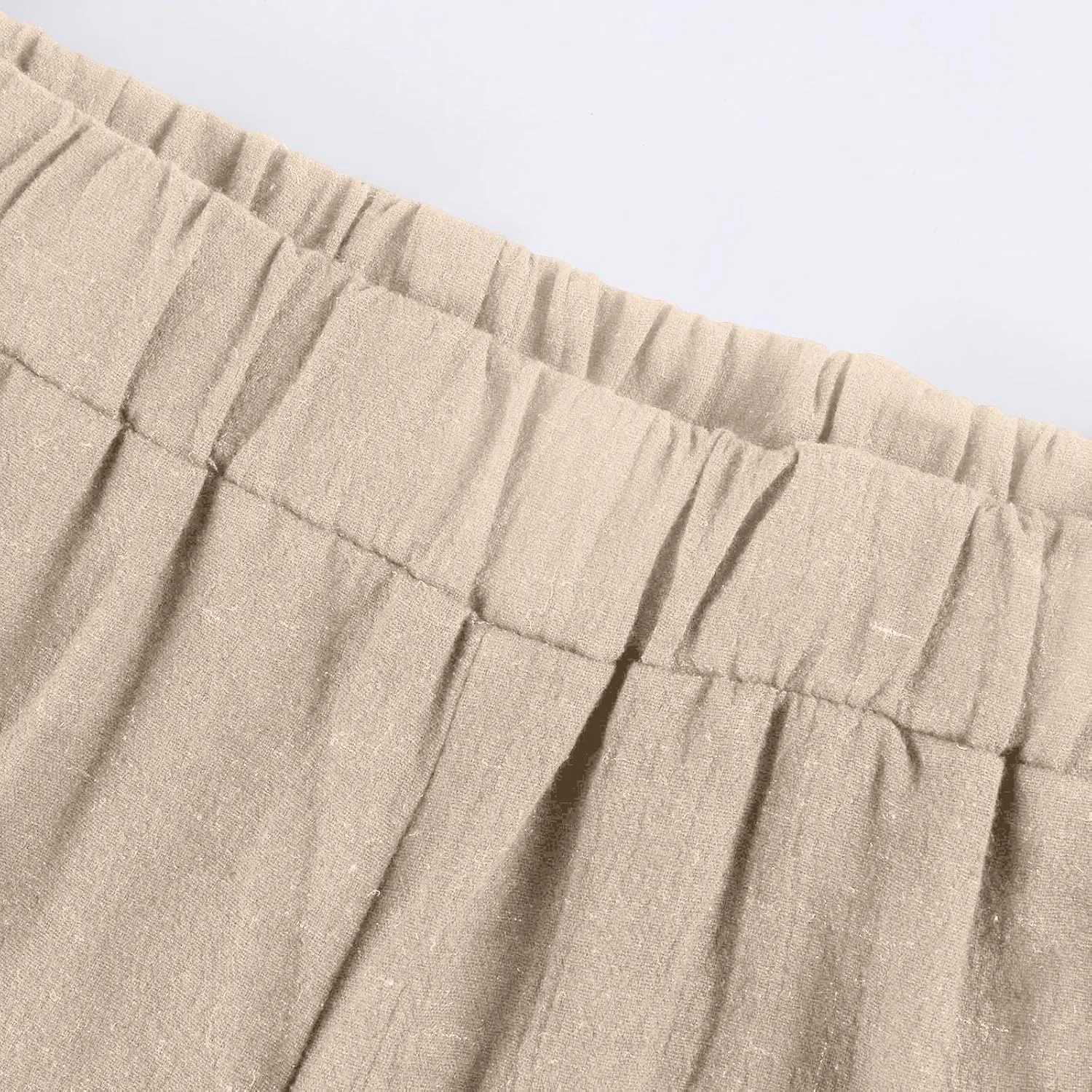 Summer Shorts for Women Elastic High Waisted Linen Pedal Pushers with Pockets Business Casual Cropped Work Pants
