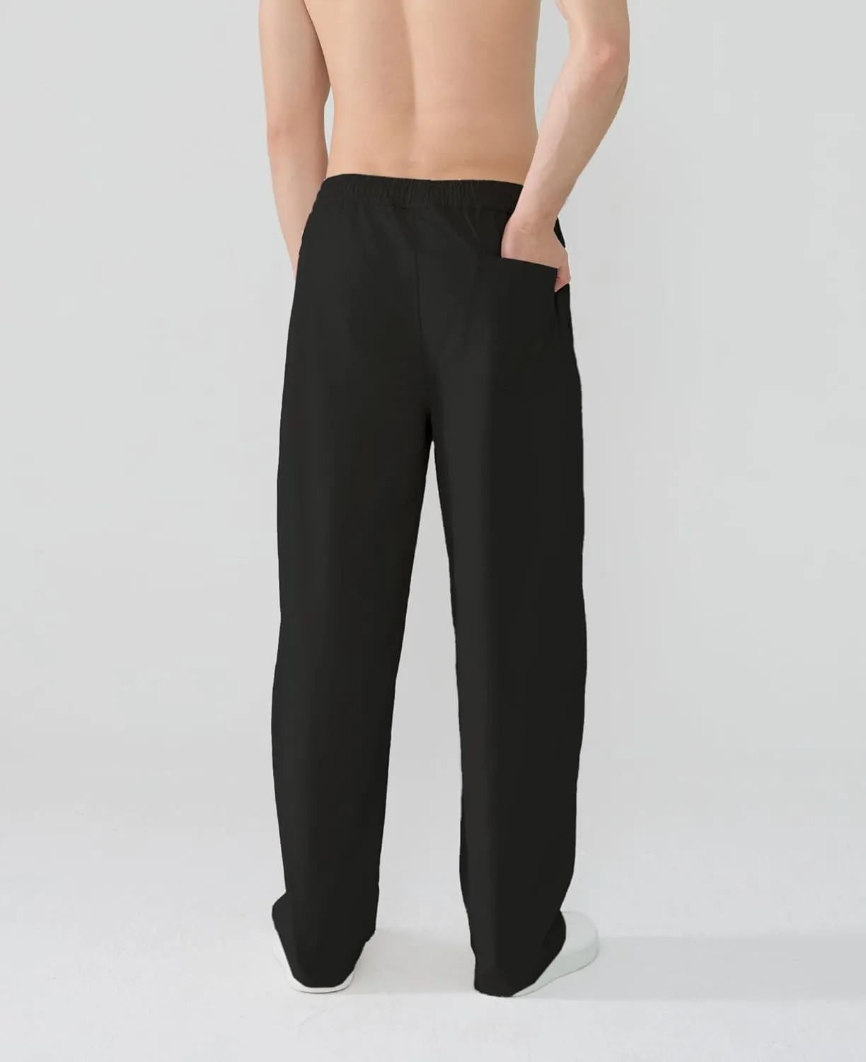 Susclude Mens Baggy Pants Wide Leg Summer Casual Pants Y2k Lightweight Elastic Waist Drawstring 2025 Trendy Pants