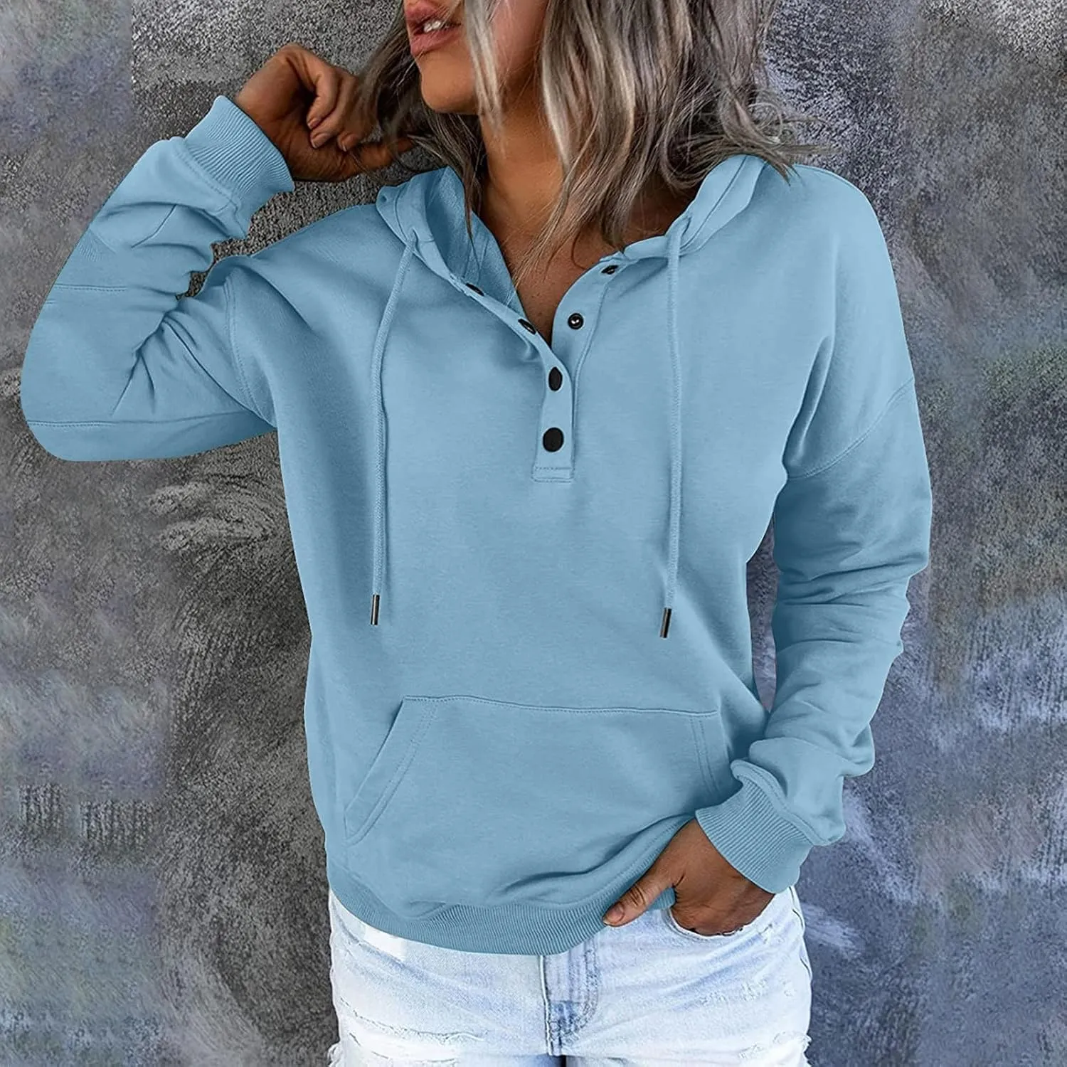Sweatshirts for Women 2024 Plus Size Long Sleeve Drawstring Hoodies Sweaters Casual Cute Pullover Tops Fall Clothes