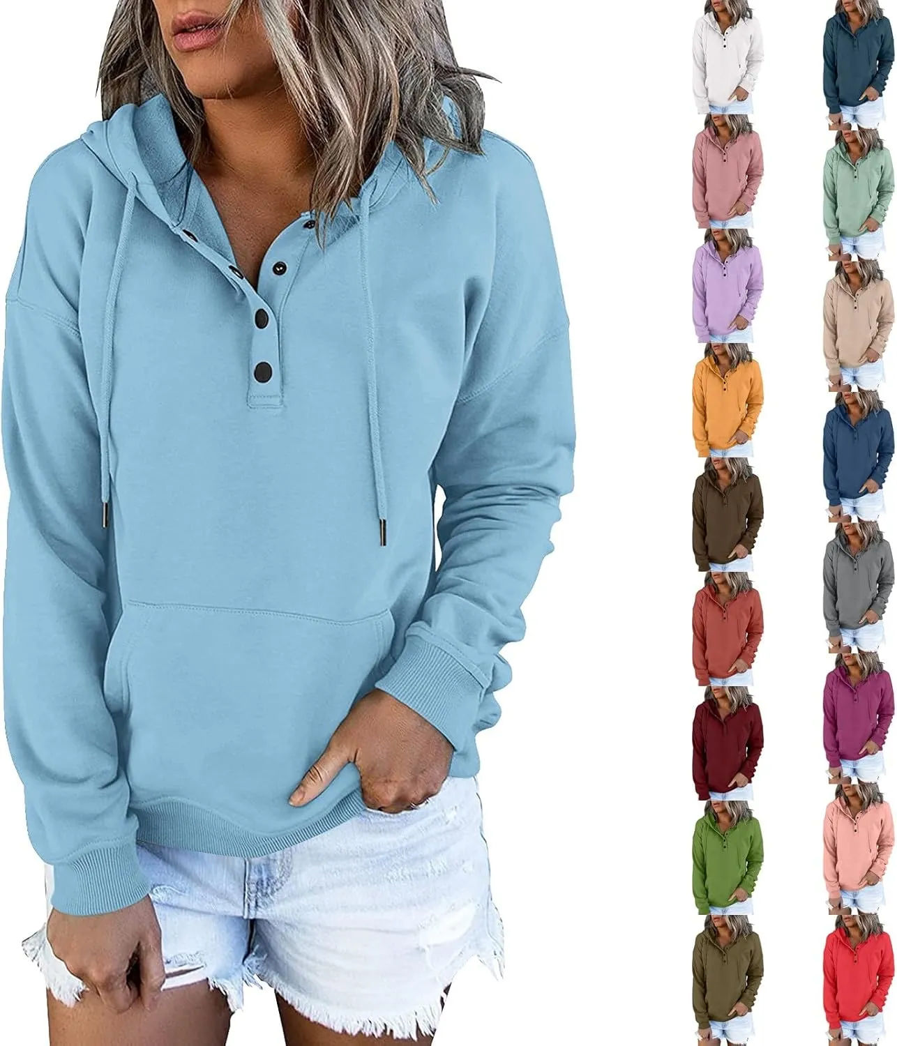 Sweatshirts for Women 2024 Plus Size Long Sleeve Drawstring Hoodies Sweaters Casual Cute Pullover Tops Fall Clothes