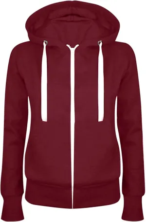 Sweatshirts for Women Lightweight Drawstring Long Sleeve Full-Zip Hooded Sweatshirt Casual Dressy Solid Sweater Coat
