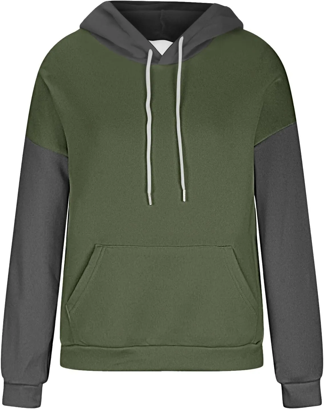 Sweatshirts for Women Oversized Drawstring Color Block Hoodies Spring Trendy Long Sleeve Pullover Tops with Pocket