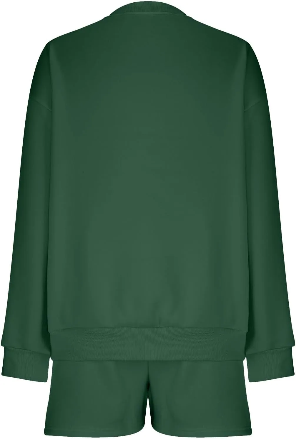 Sweatsuit For Women 2 Piece Outfits Set Oversized Long Sleeve Crewneck Sweatshirt And Lounge Shorts Matching Tracksuit