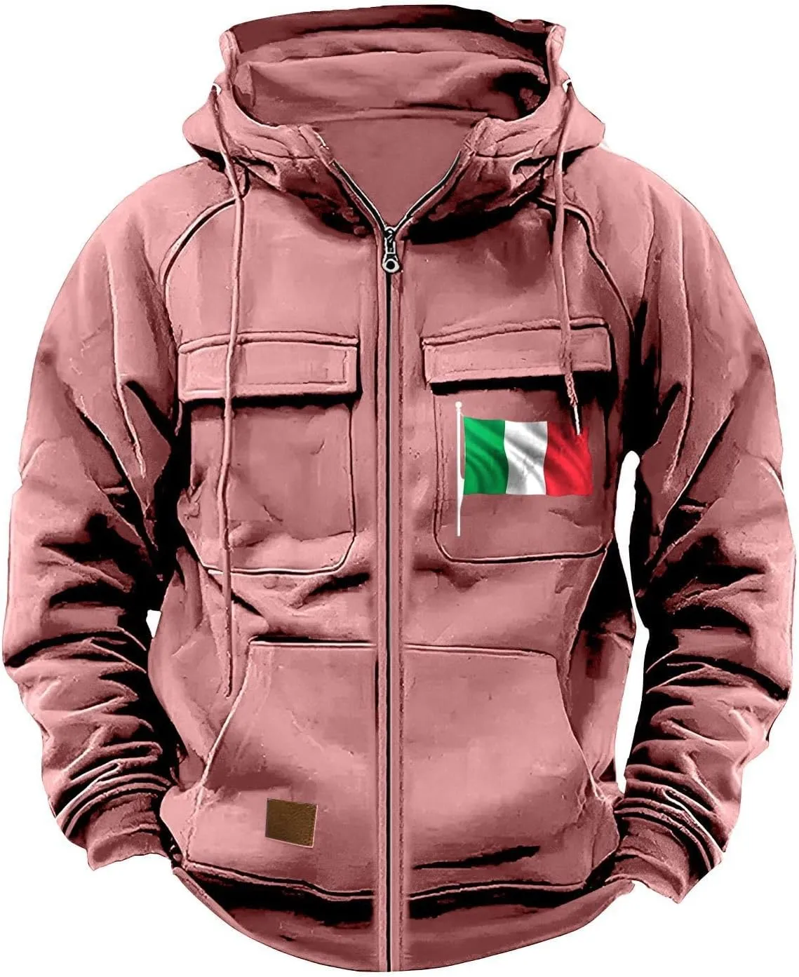 Tactical Sweatshirts Men Hoodies Full Zip Flag Graphic Workout Cargo Pullover Sport Outdoor Winter Jacket with Pockets