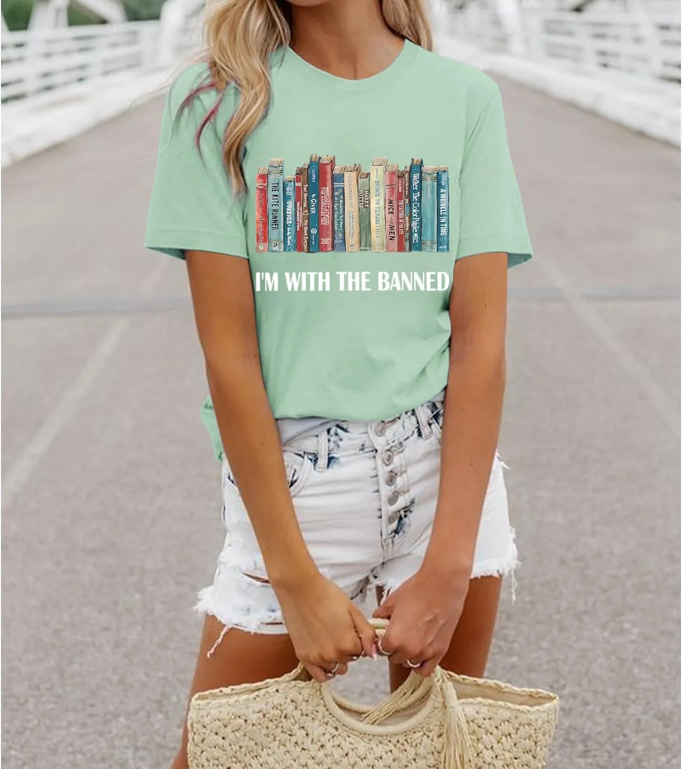 Take A Look Its in A Book T-Shirt Women Cute Book Lover Gift Teacher Shirt Reading Top Funny Letter Print Rainbow Graphic Tee