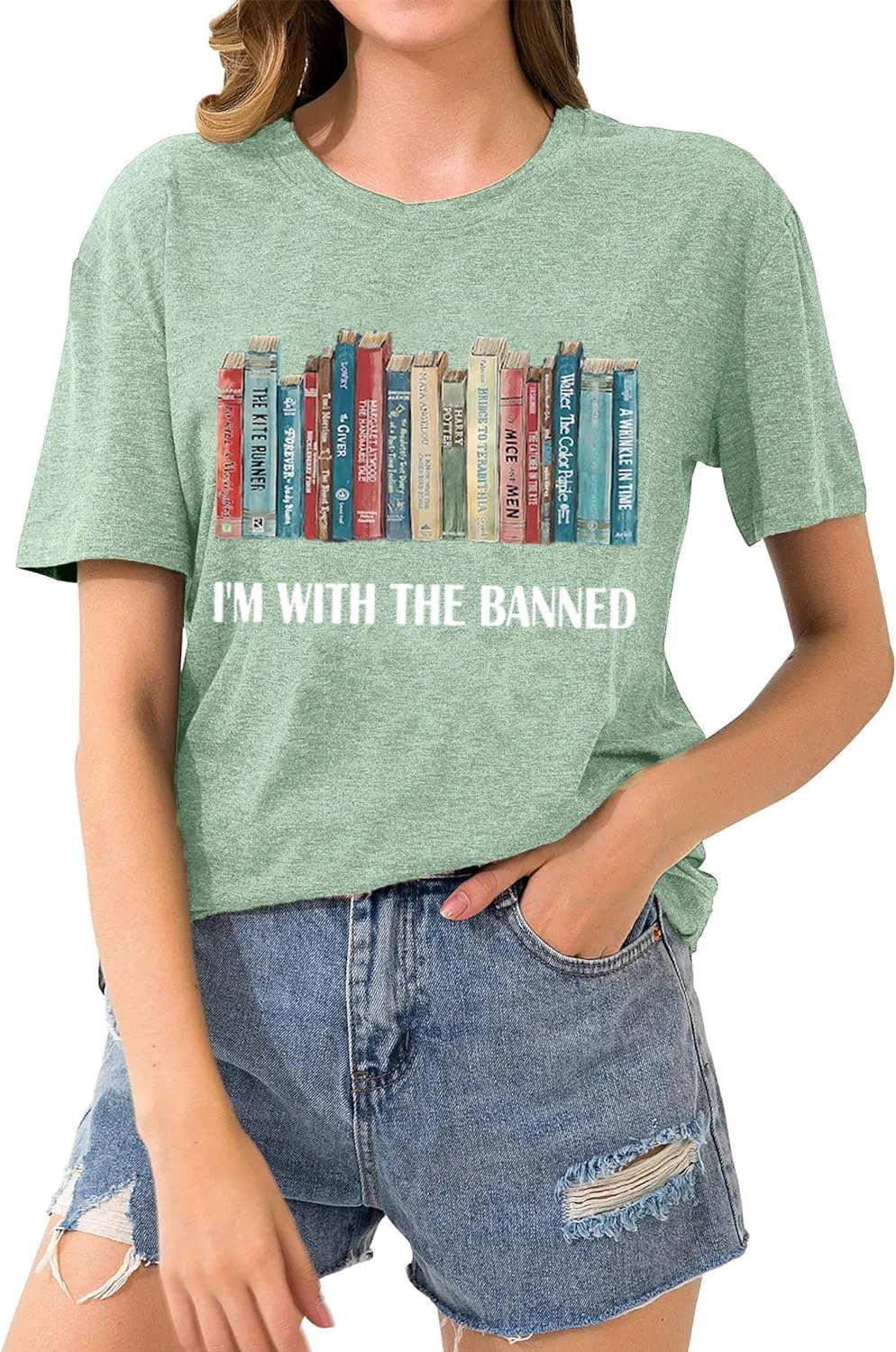 Take A Look Its in A Book T-Shirt Women Cute Book Lover Gift Teacher Shirt Reading Top Funny Letter Print Rainbow Graphic Tee