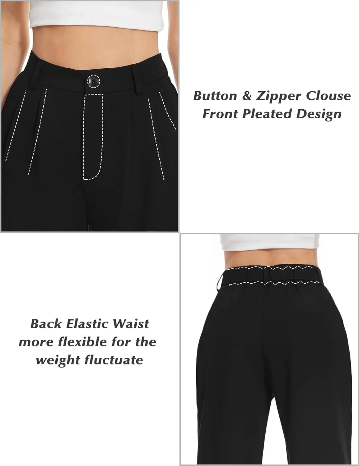 Tapata Women Wide Leg Pants High Waisted Dress Trousers Casual Elastic Pockets Business Work Slacks