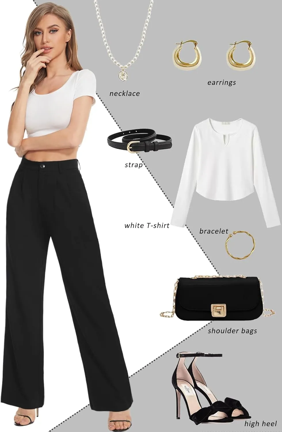 Tapata Women Wide Leg Pants High Waisted Dress Trousers Casual Elastic Pockets Business Work Slacks