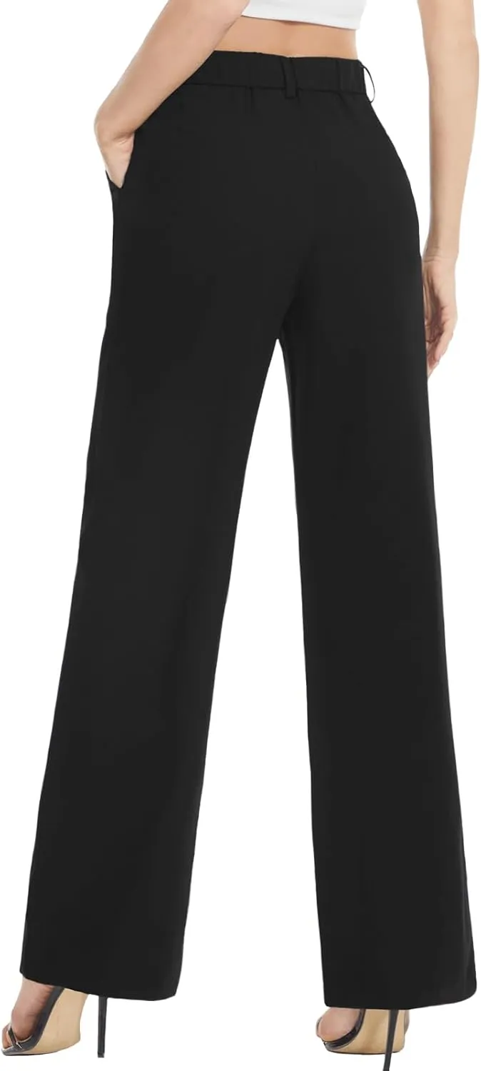 Tapata Women Wide Leg Pants High Waisted Dress Trousers Casual Elastic Pockets Business Work Slacks