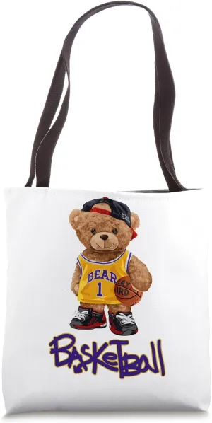 The Legend Teddy Bear Basketball Dunk, Cool Basketball Bear Tote Bag