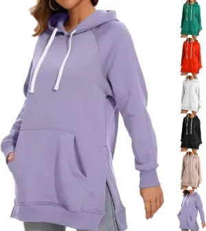 The Warmy Oversized Hoodie Dress Women,First Ones Hoodie Dress for Women,Casual Drawstring Long Sweatshirt with Pocket