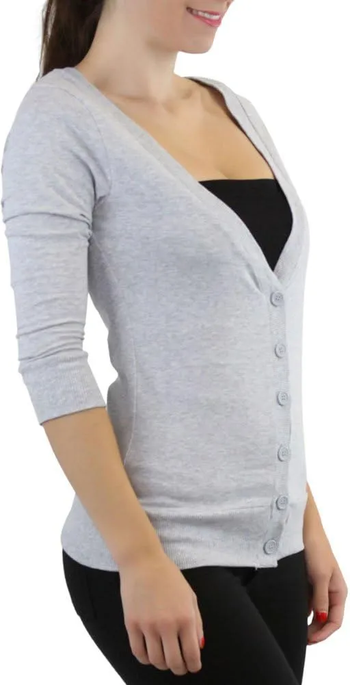 ToBeInStyle Women's Long Sleeve Button Down V-Neck Cardigan