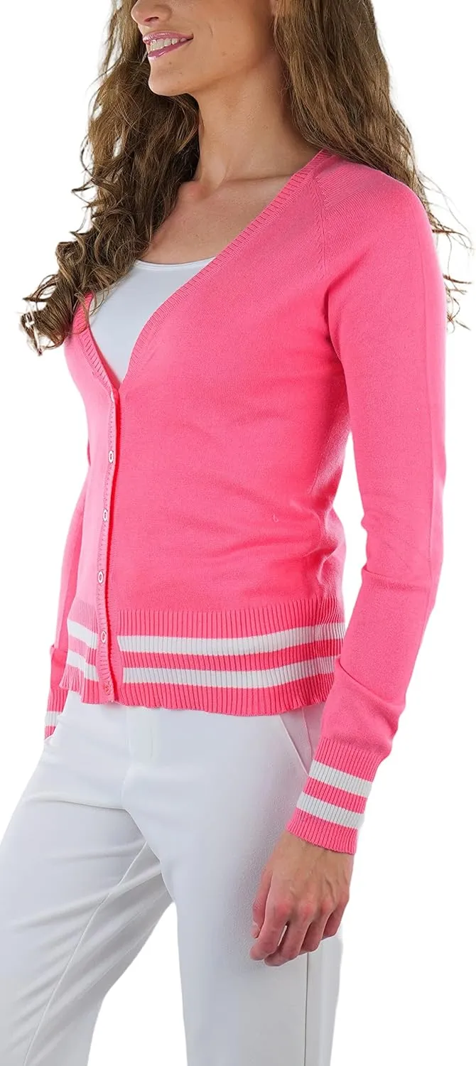 ToBeInStyle Women's Long Sleeve Button Down V-Neck Cardigan