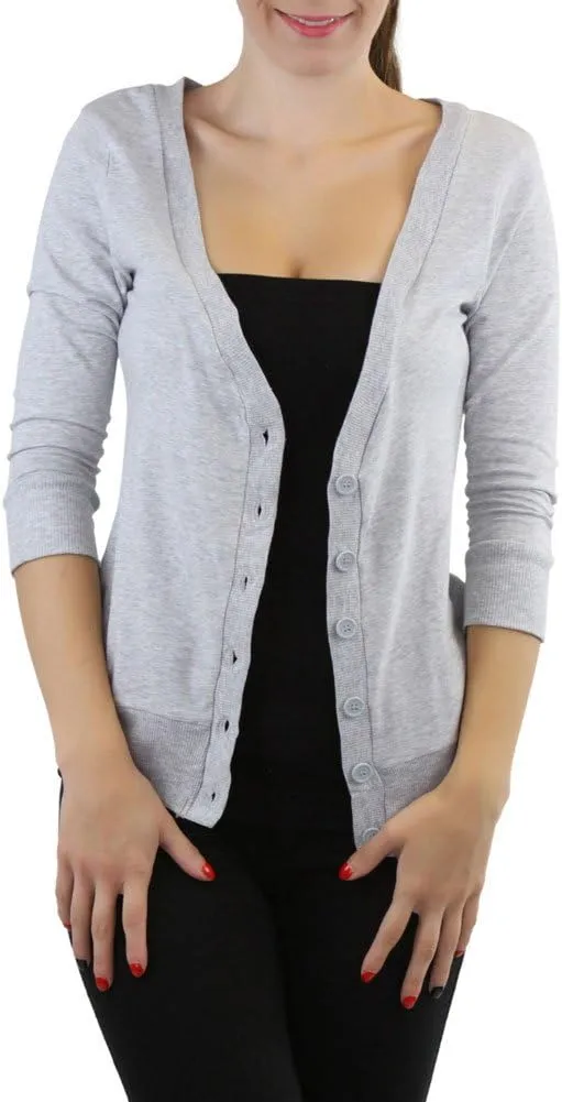 ToBeInStyle Women's Long Sleeve Button Down V-Neck Cardigan