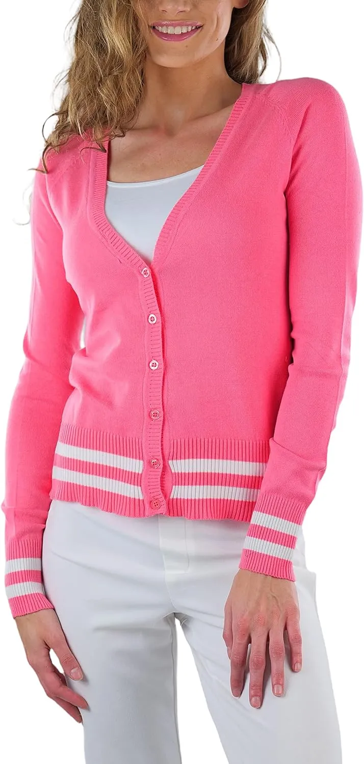ToBeInStyle Women's Long Sleeve Button Down V-Neck Cardigan